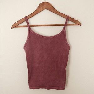 Pink Ribbed American Eagle Cropped Baby Tank